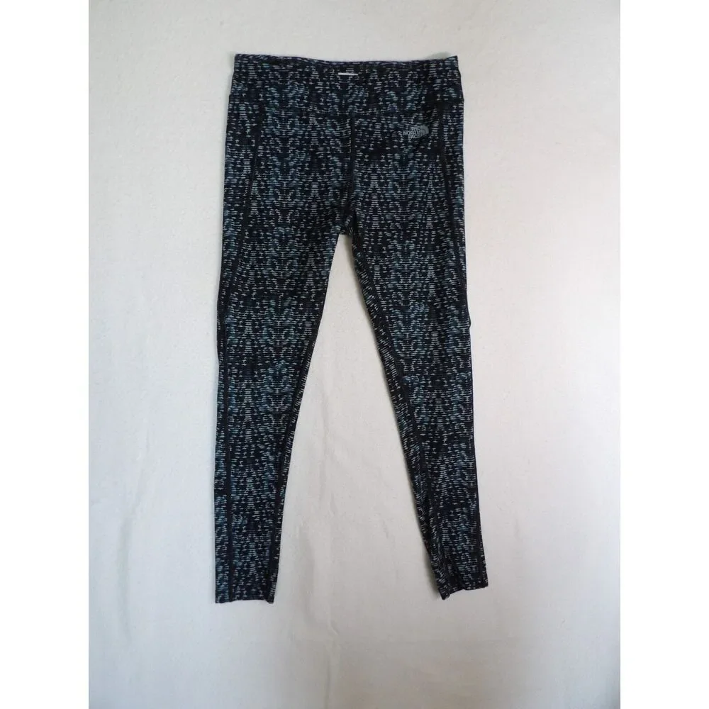 The North Face Womens Medium Blue Black Leggings Activewear‎ Athleisure Abstract